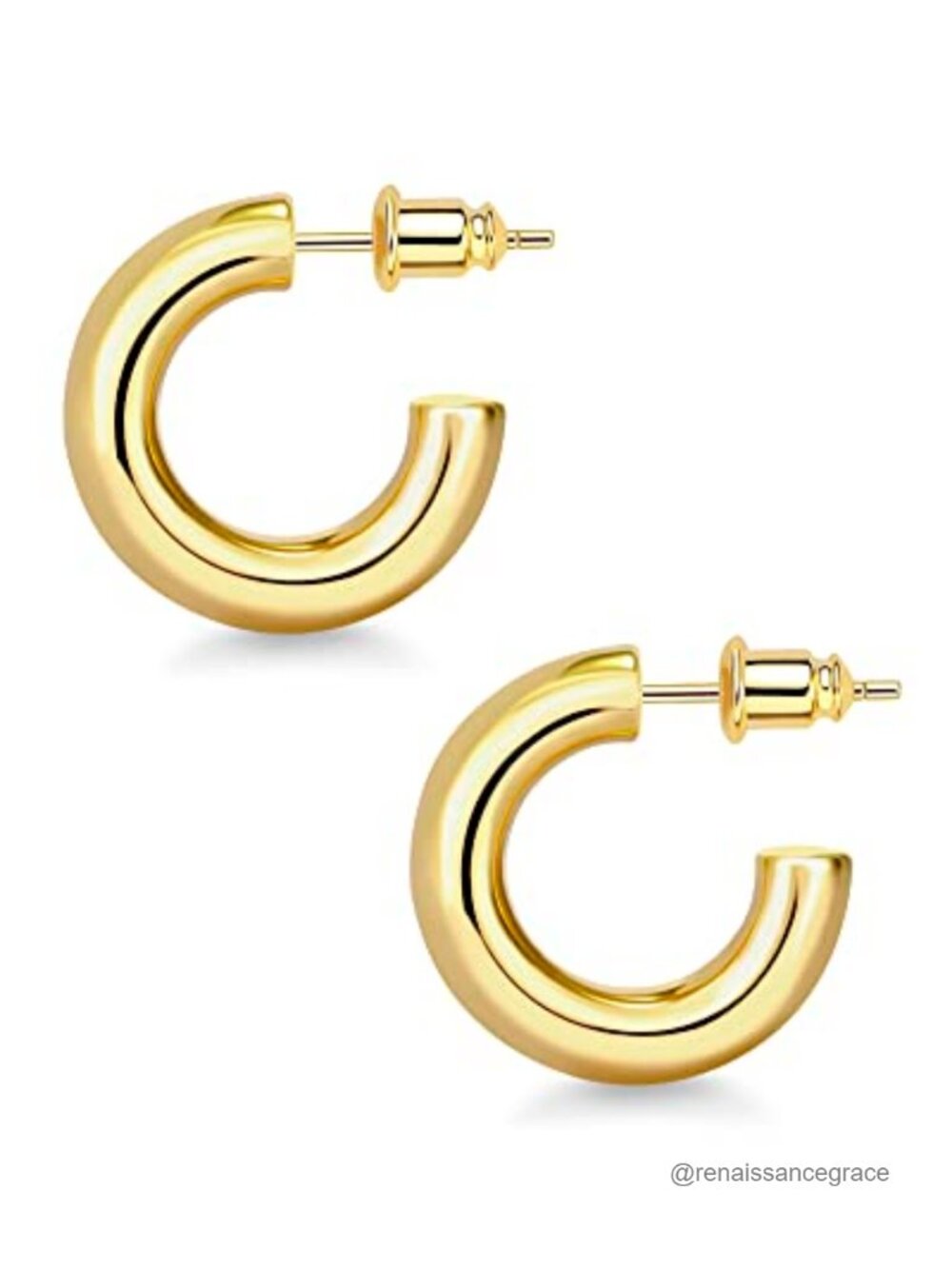 14K Gold Plated Chunky Hoop Earrings Lightweight Women's Jewelry Gift